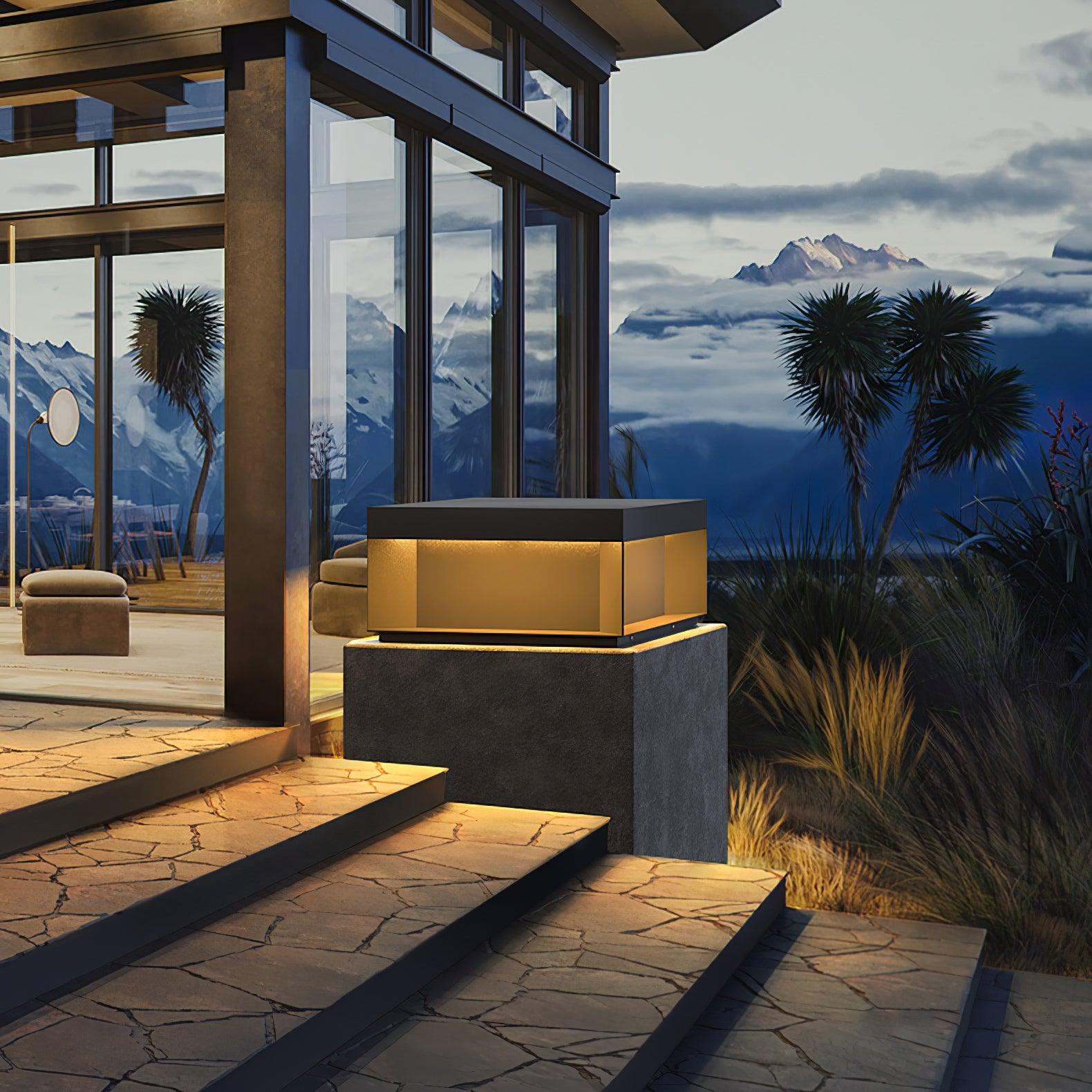 Matte Black Frame Solar Outdoor Post Light