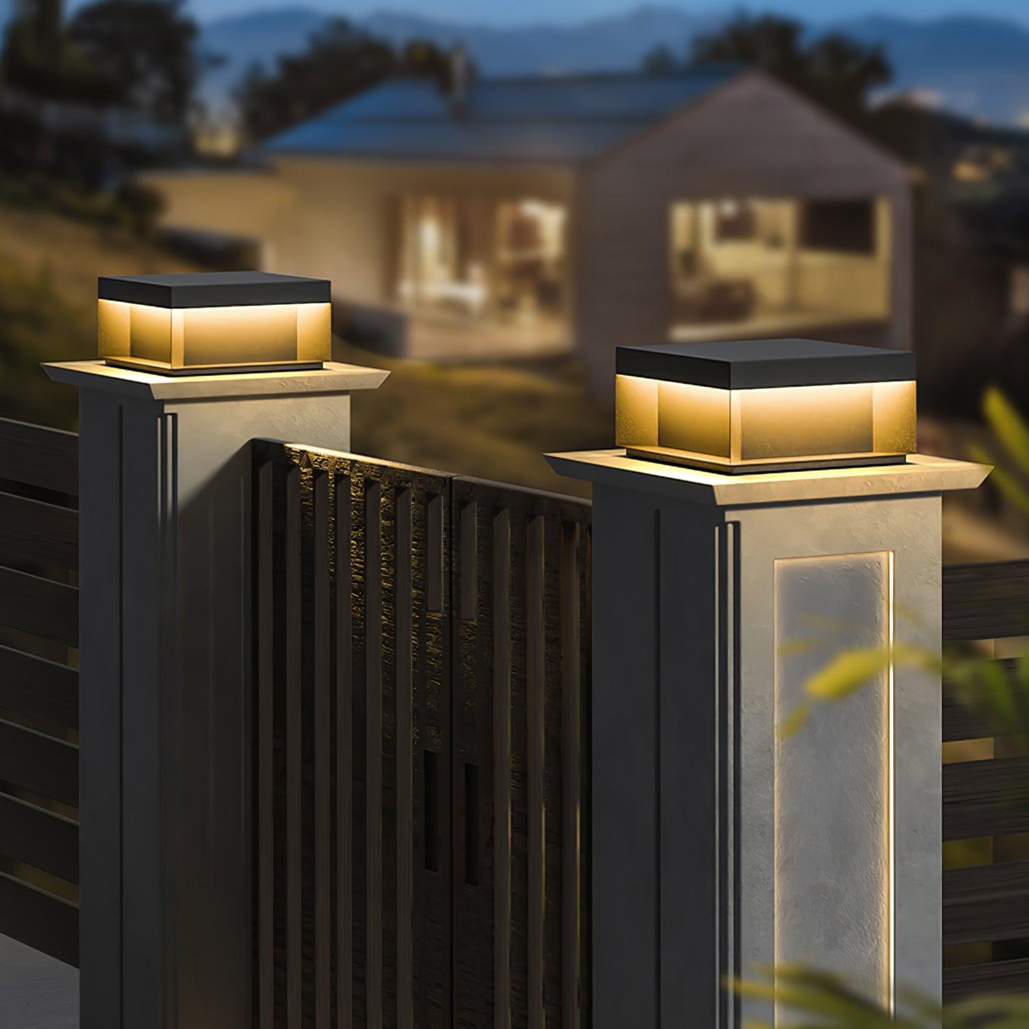 Matte Black Frame Solar Outdoor Post Light
