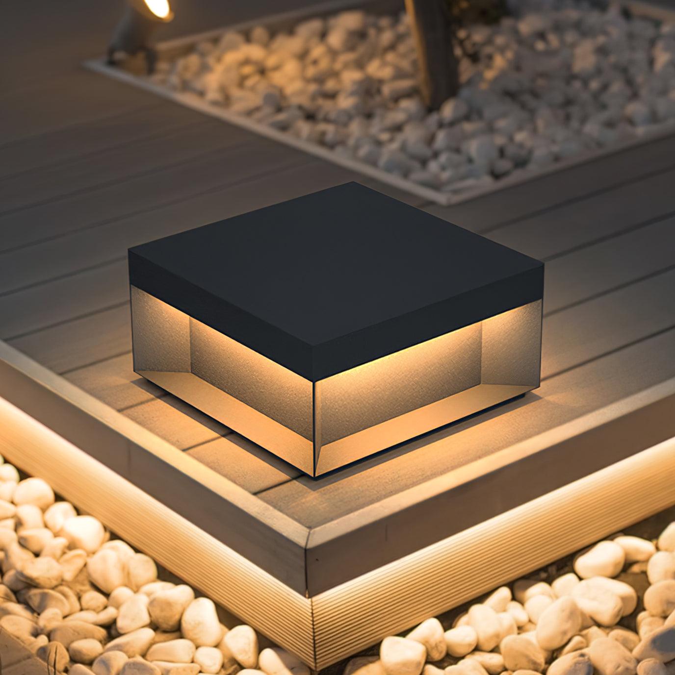 Matte Black Frame Solar Outdoor Post Light