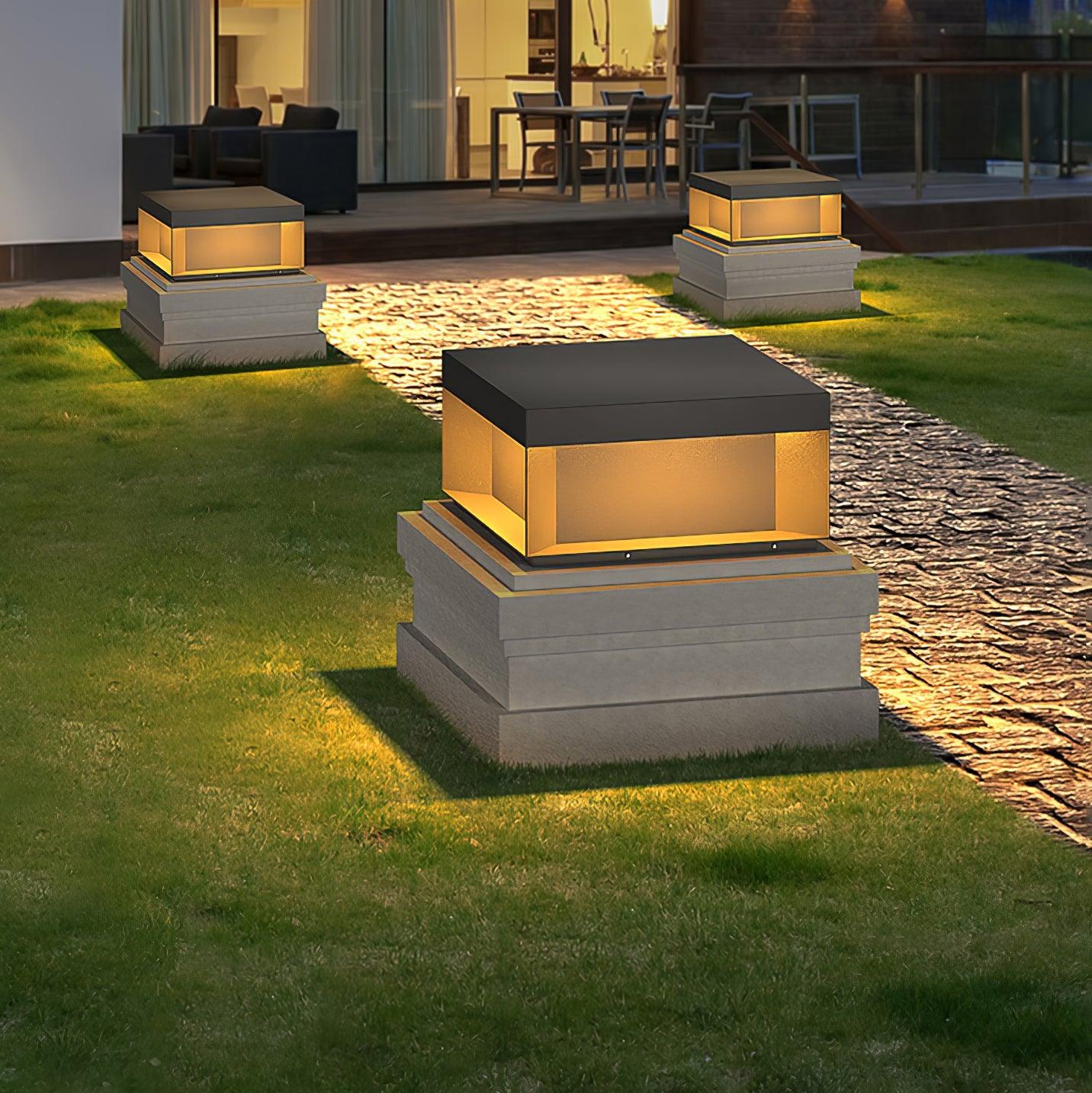 Matte Black Frame Solar Outdoor Post Light