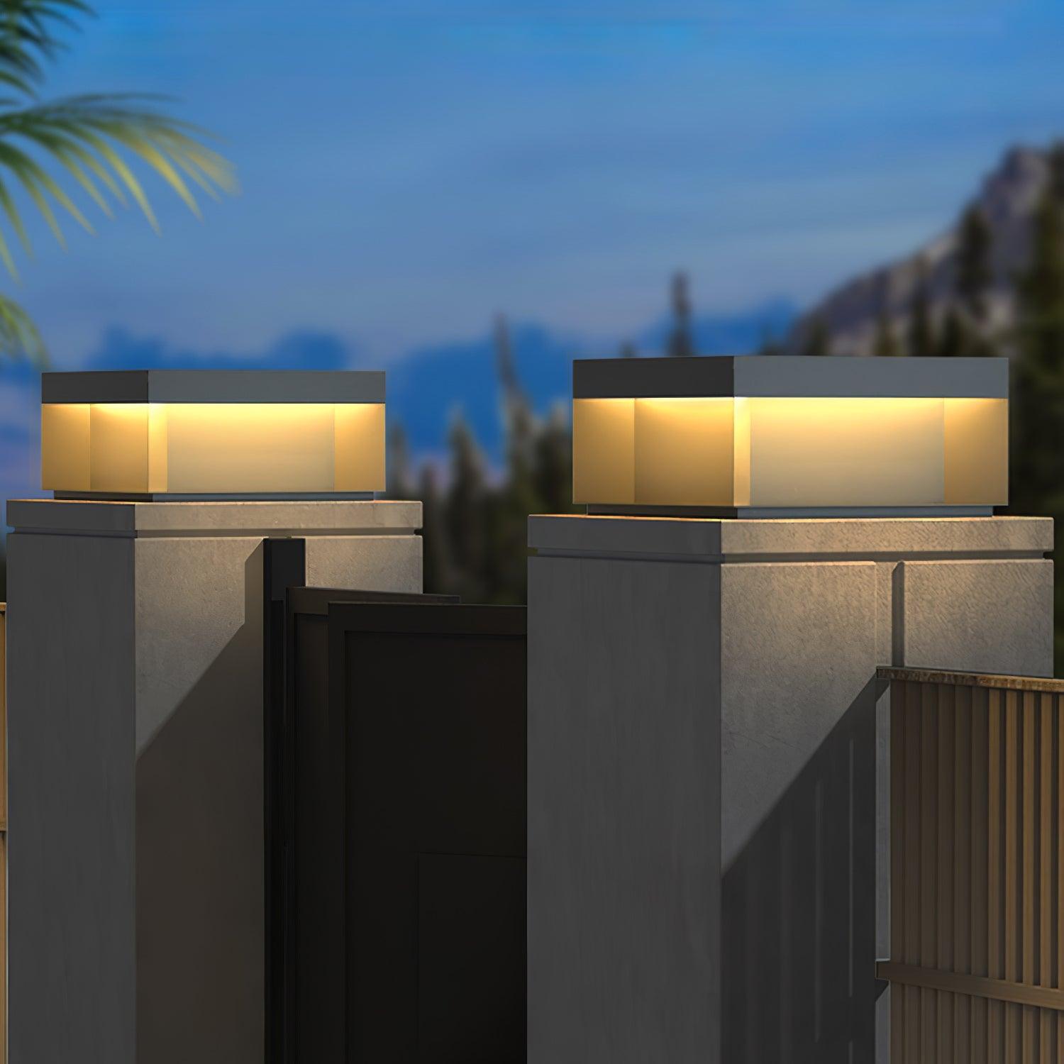 Matte Black Frame Solar Outdoor Post Light