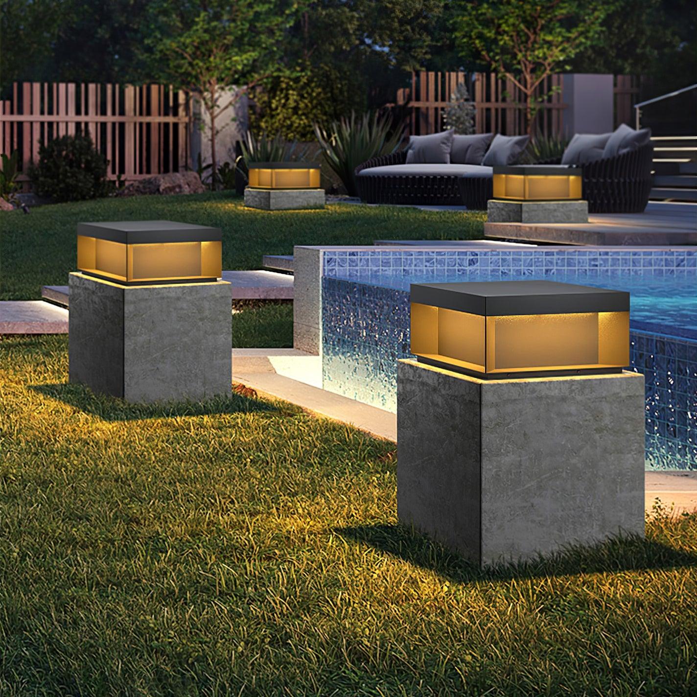 Matte Black Frame Solar Outdoor Post Light