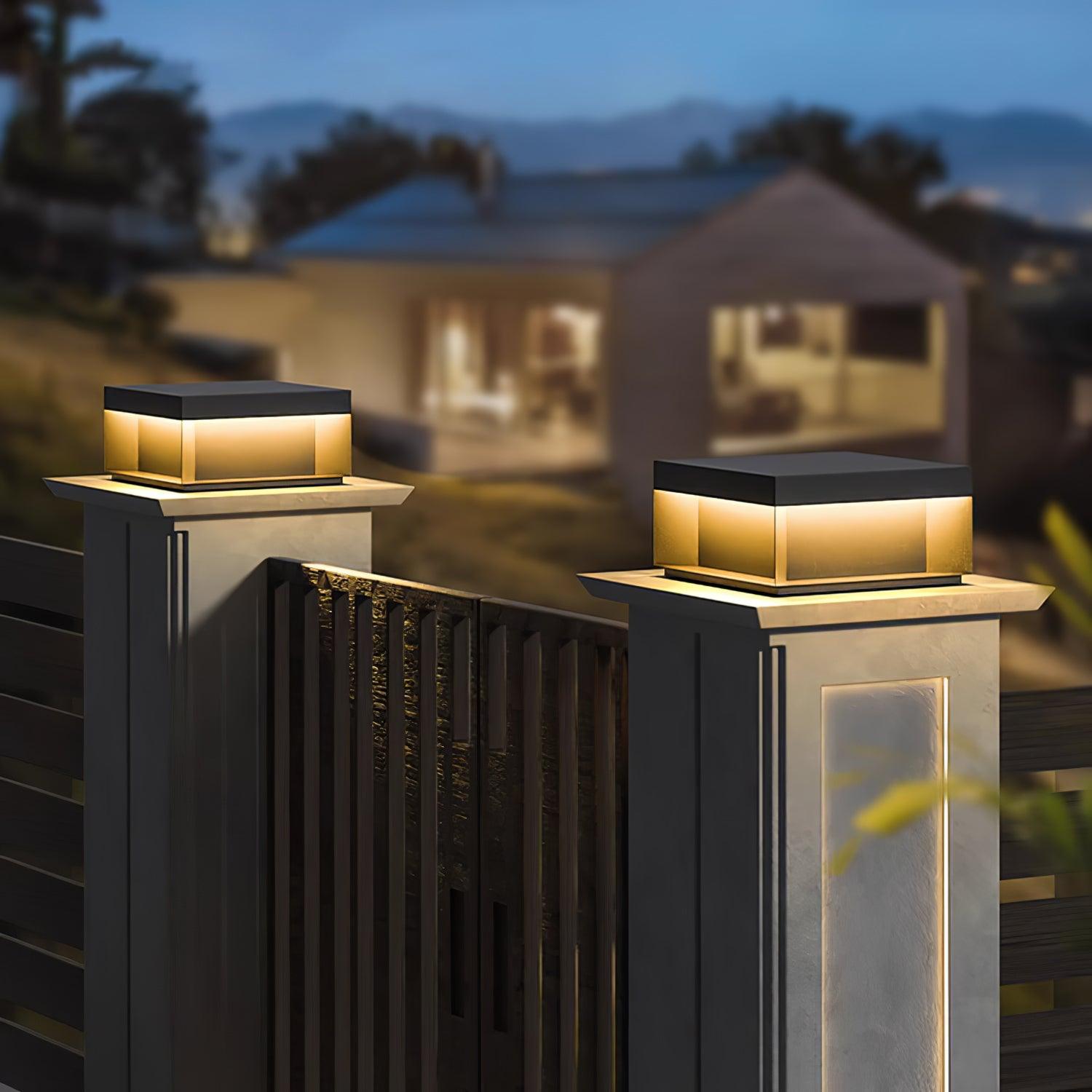 Matte Black Frame Solar Outdoor Post Light