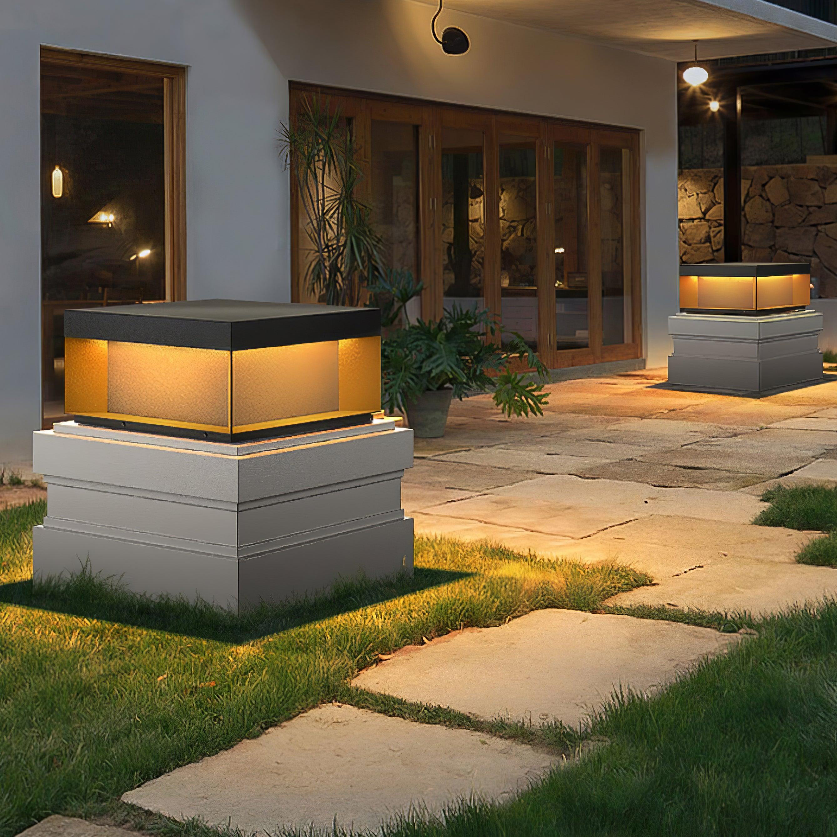 Matte Black Frame Solar Outdoor Post Light