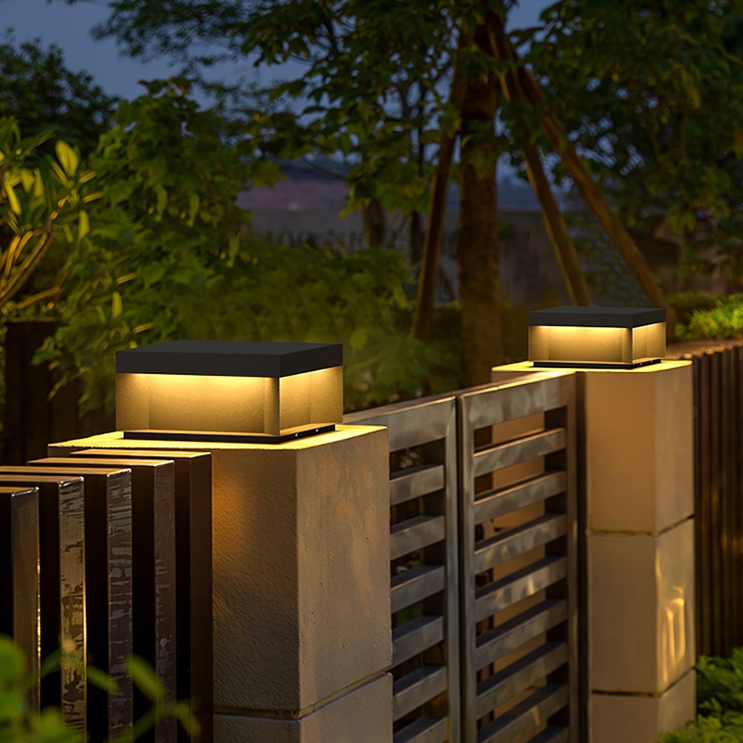 Matte Black Frame Solar Outdoor Post Light