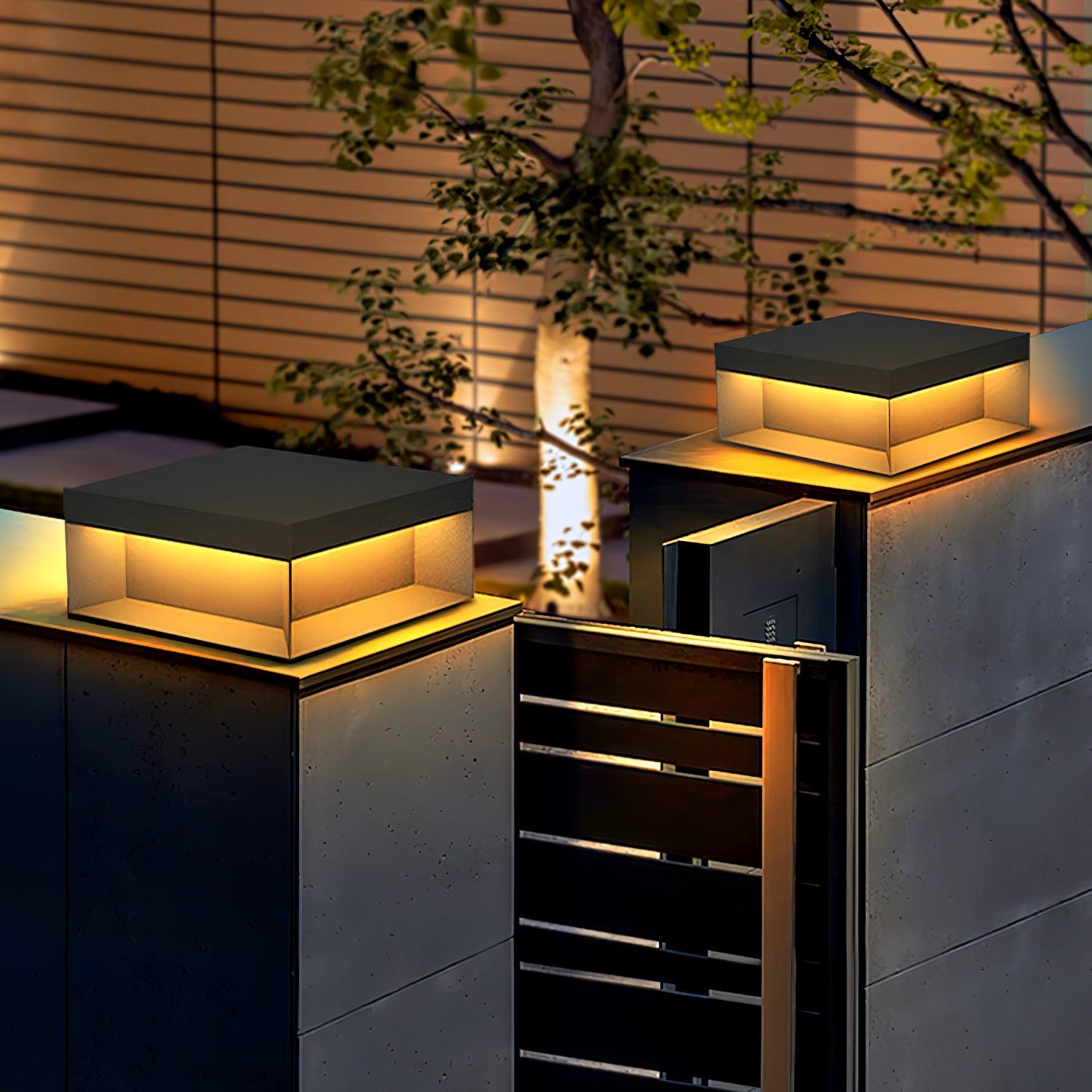 Matte Black Frame Solar Outdoor Post Light