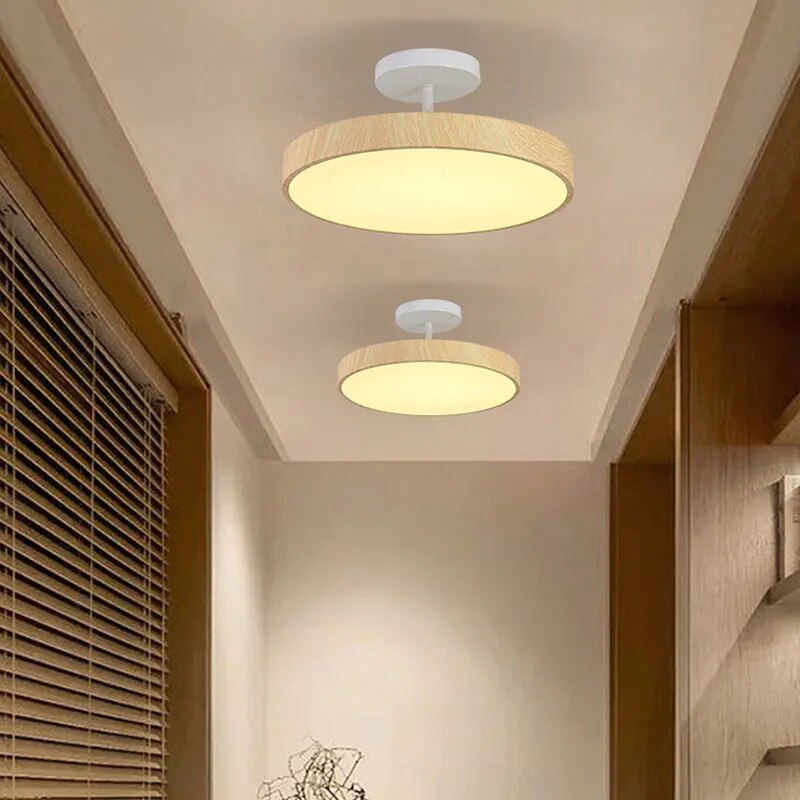 Semi-Flush Wooden LED Ceiling Lamp – Contemporary Style