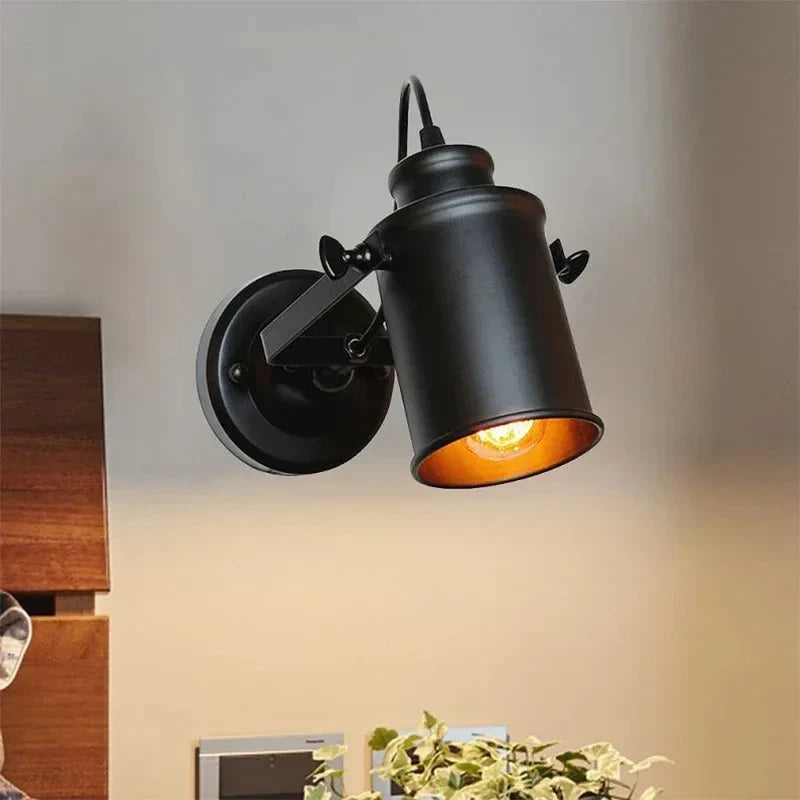 Indoor Industrial Wall Lamp – Adjustable Spotlight Head