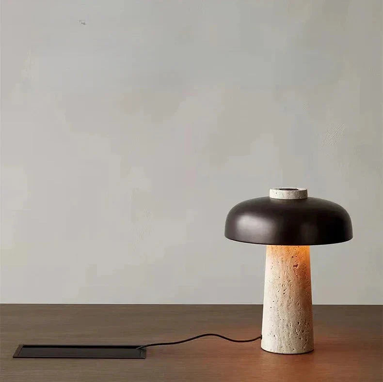 Travertine Lamp with Natural Stone Base