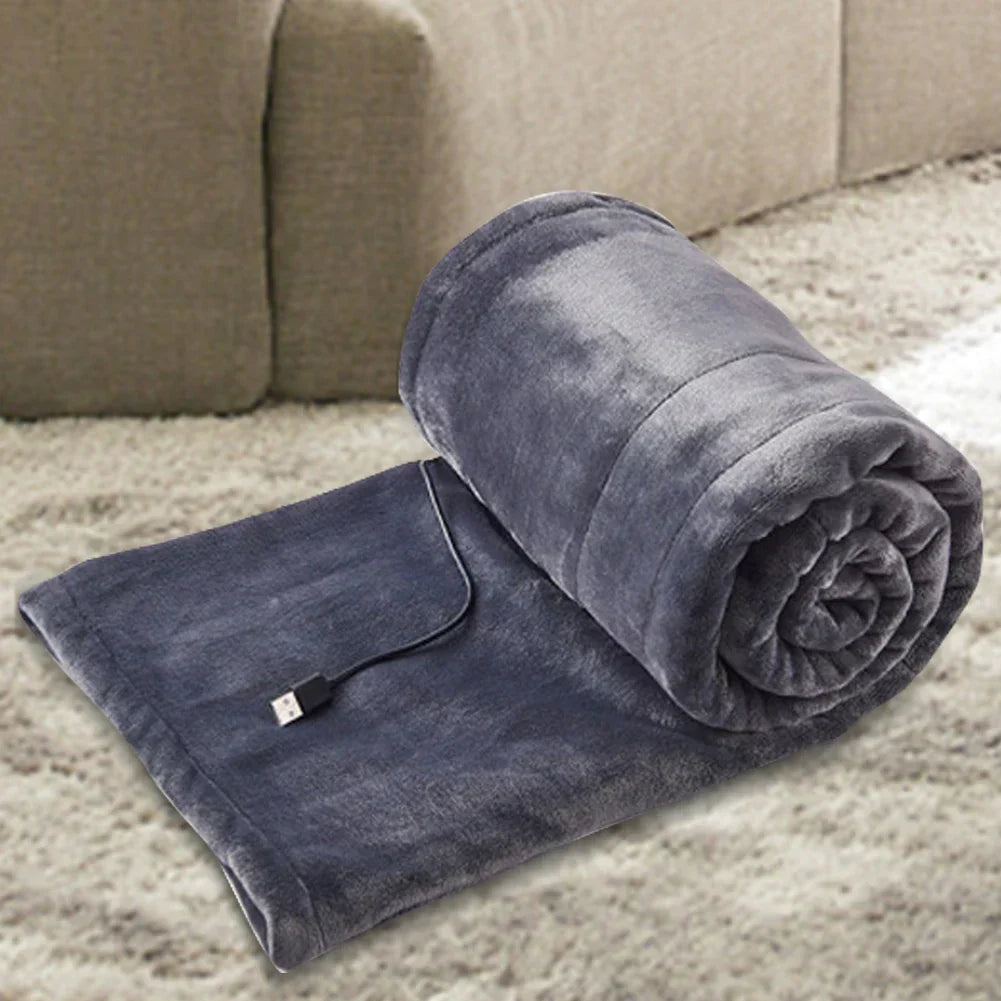 USB Electric Heated Fleece Blanket | Portable Soft Throw for Office, Travel, or Home Use