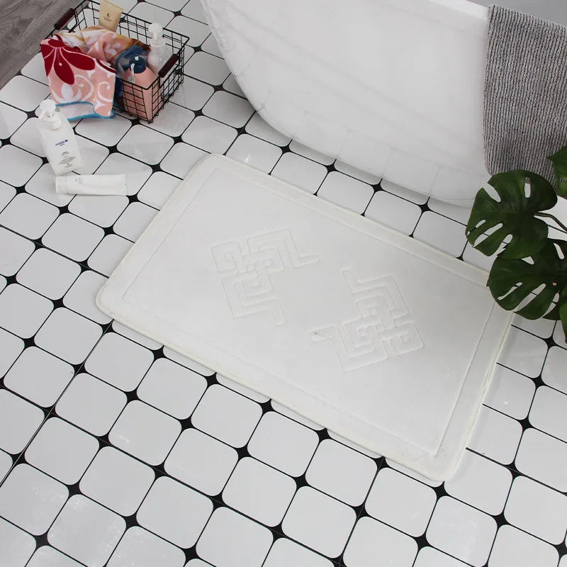 Safe and Stylish Geometric Embossed Bath Mat – Non-Slip with Soft Texture - Atelier Dubois Paris
