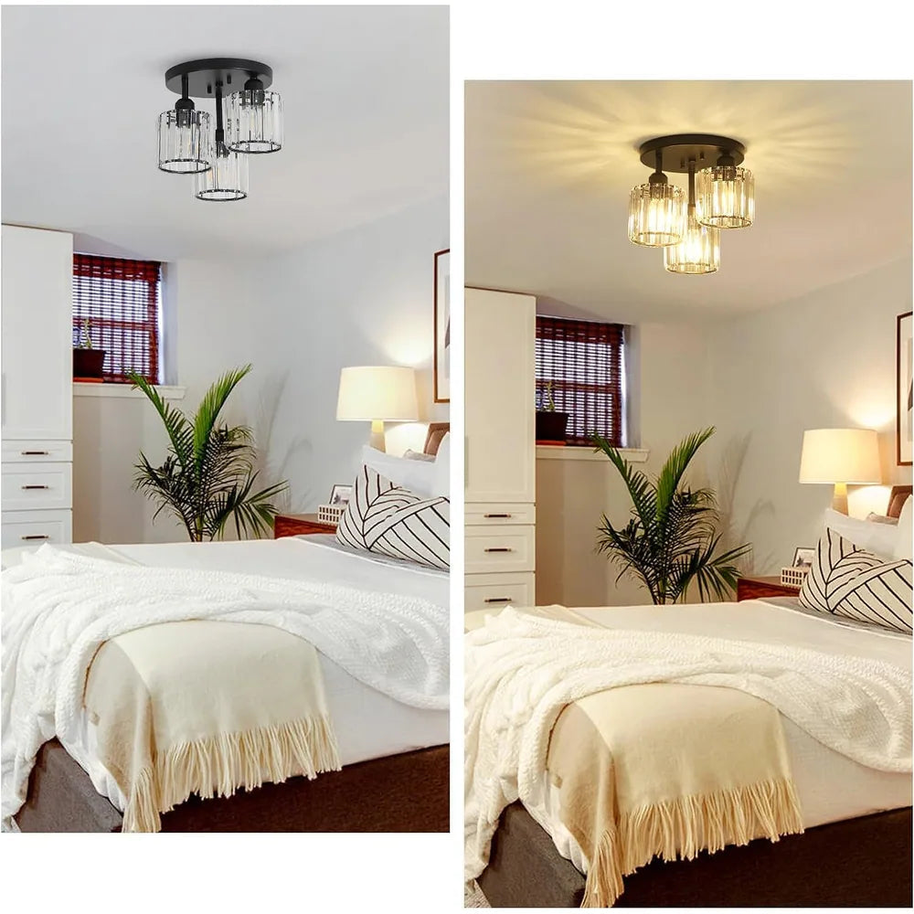 Elegant Modern Crystal Ceiling Lights – Semi-Recessed Design