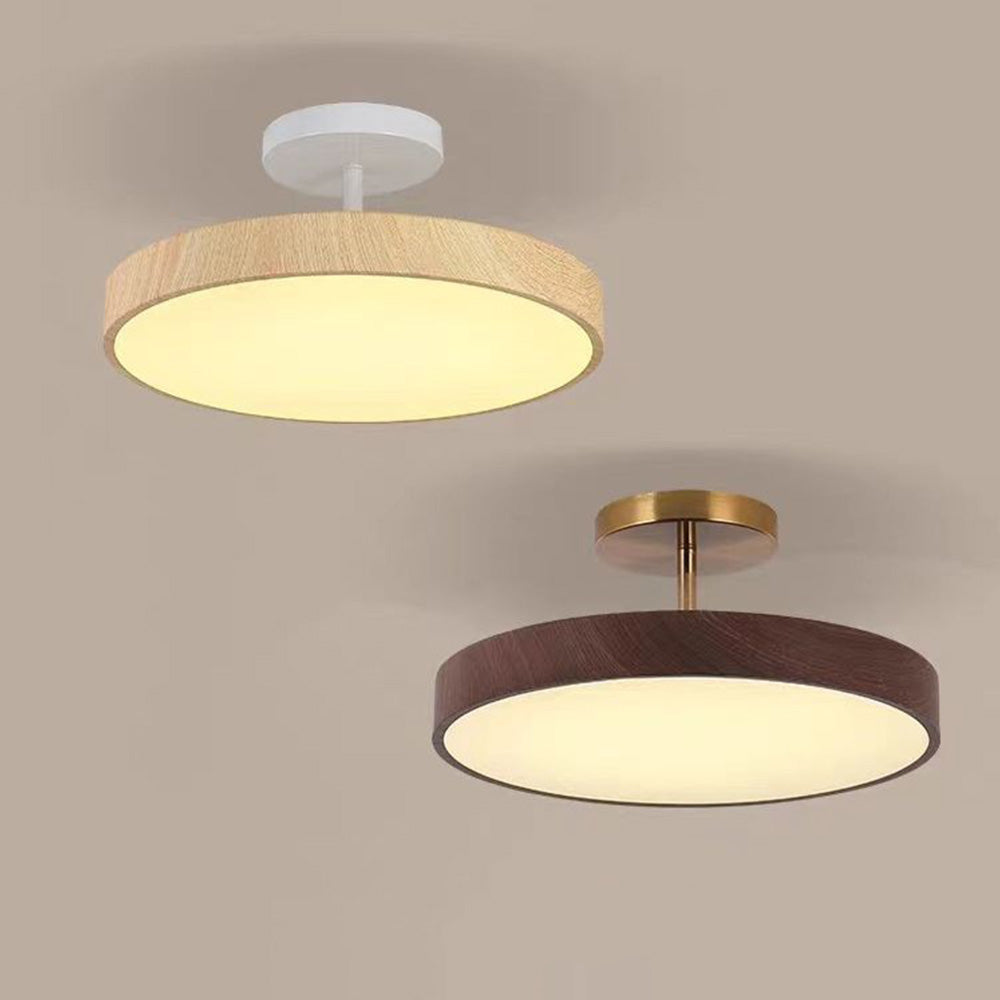 Semi-Flush Wooden LED Ceiling Lamp – Contemporary Style