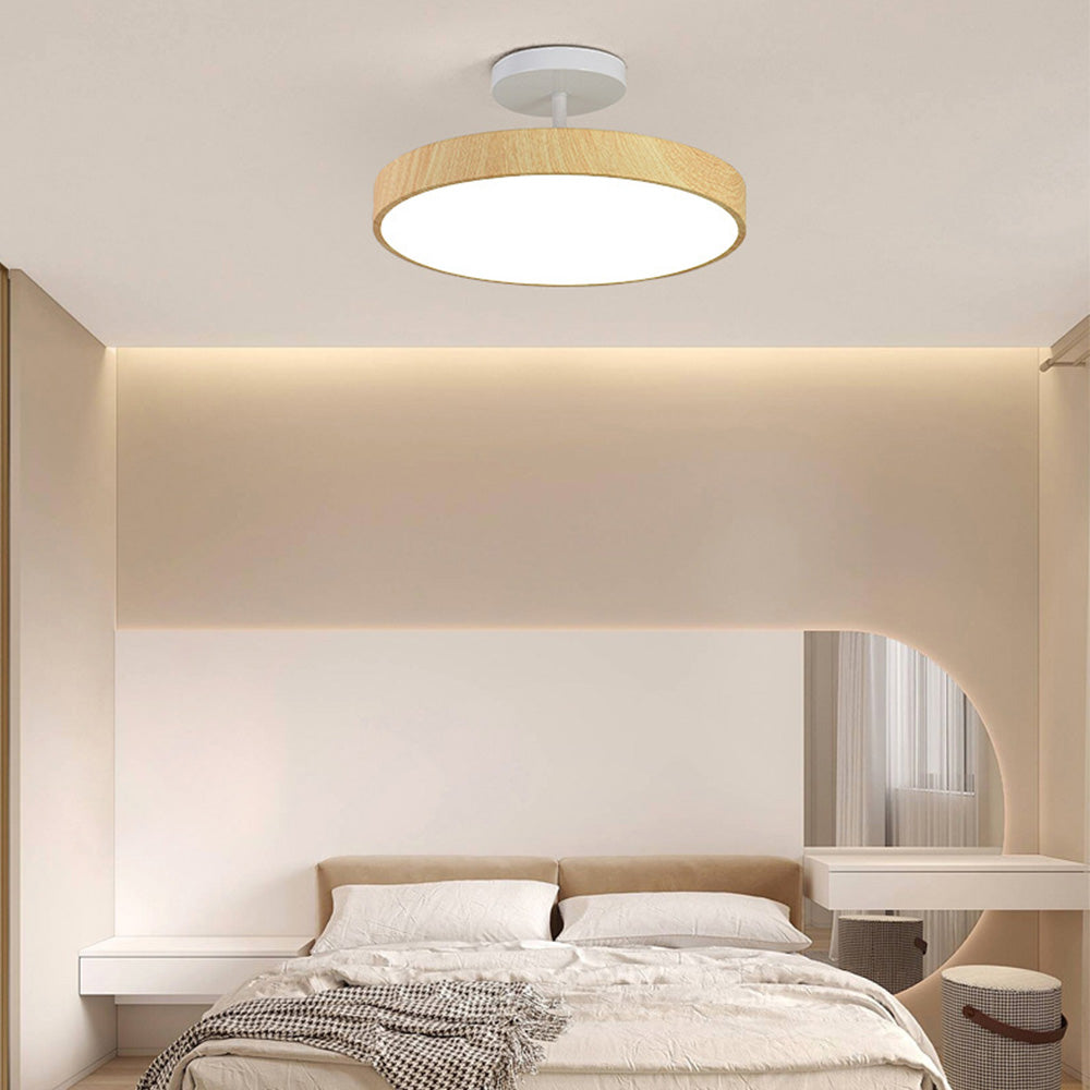 Semi-Flush Wooden LED Ceiling Lamp – Contemporary Style