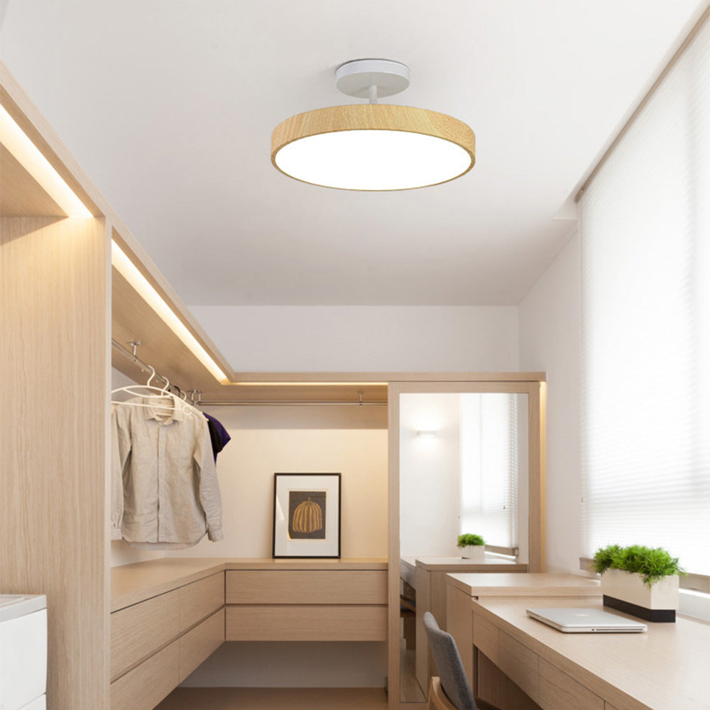 Semi-Flush Wooden LED Ceiling Lamp – Contemporary Style