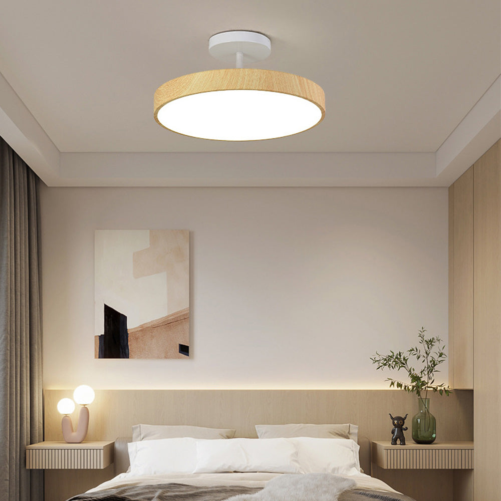 Semi-Flush Wooden LED Ceiling Lamp – Contemporary Style