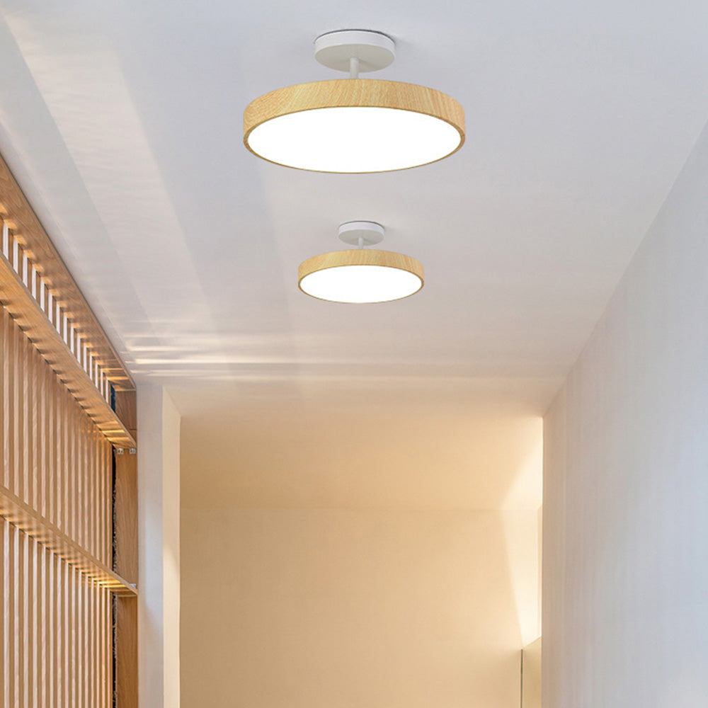 Semi-Flush Wooden LED Ceiling Lamp – Contemporary Style