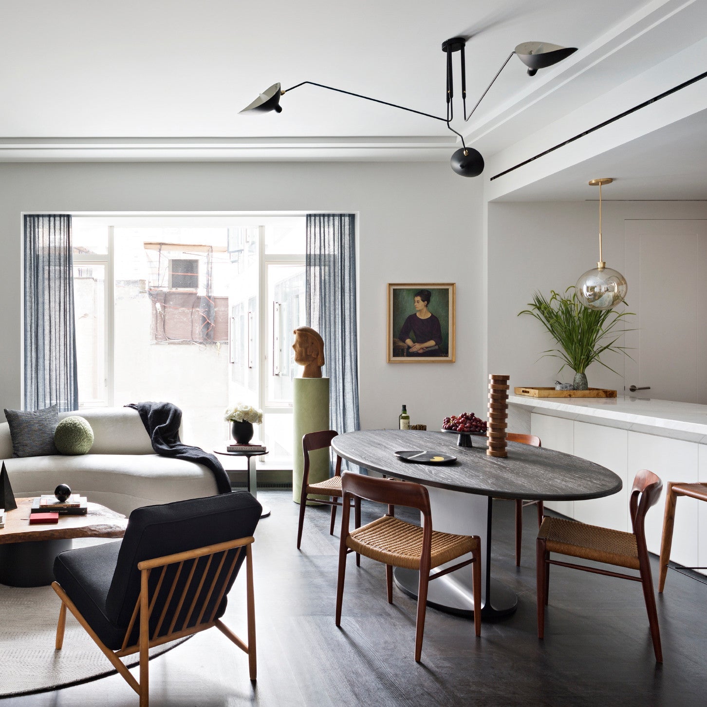 Modern Serge Mouille-Inspired Ceiling Lamp