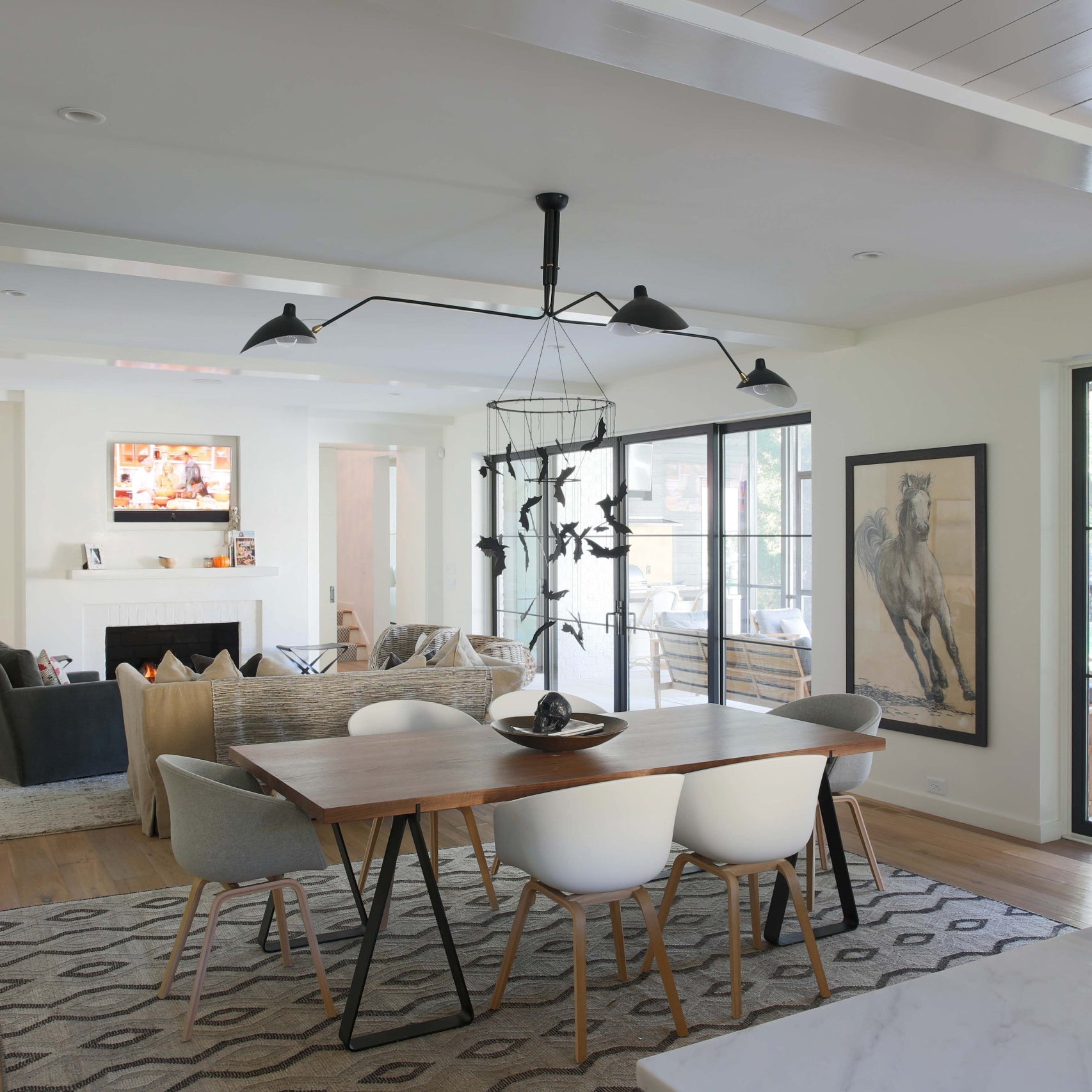 Modern Serge Mouille-Inspired Ceiling Lamp
