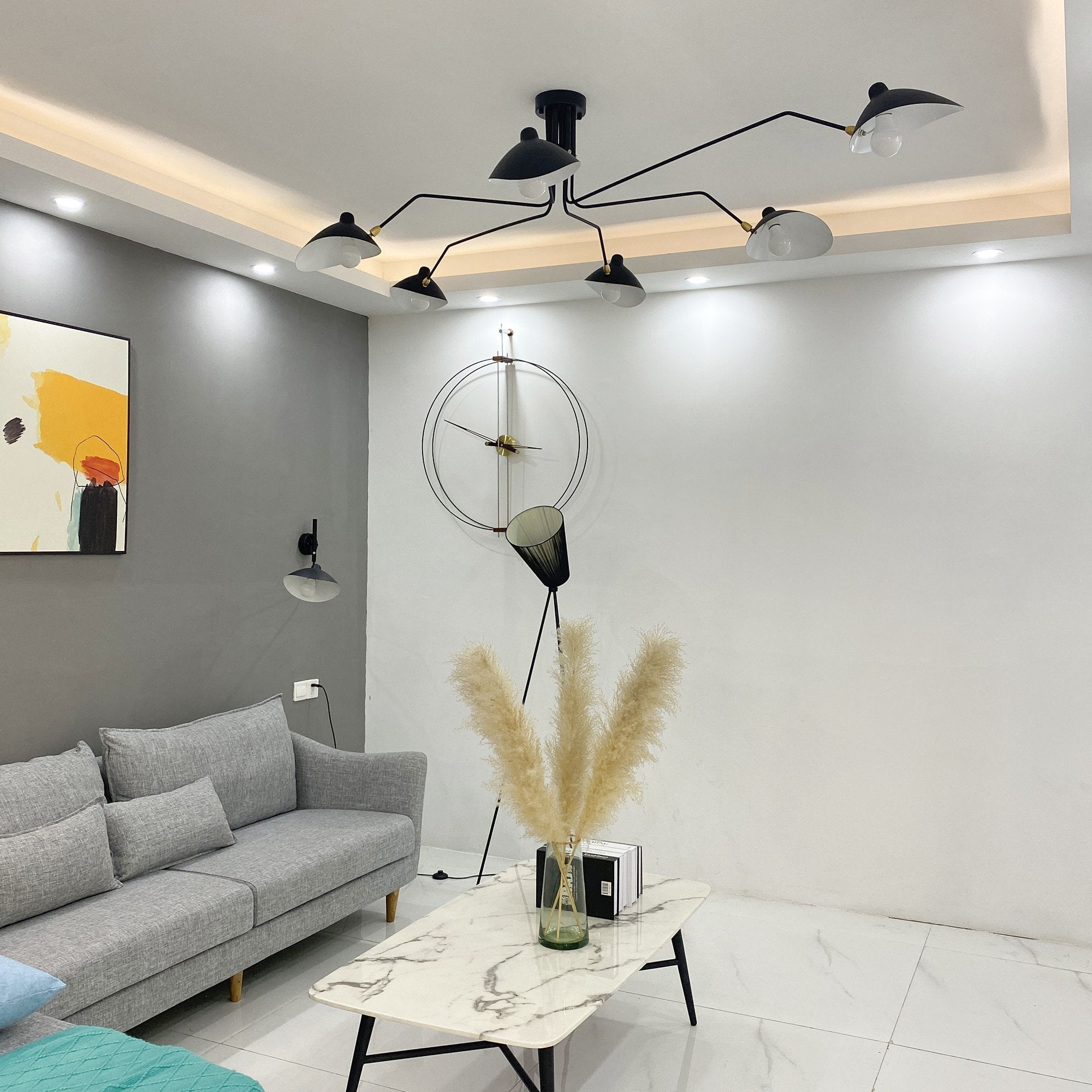 Modern Serge Mouille-Inspired Ceiling Lamp