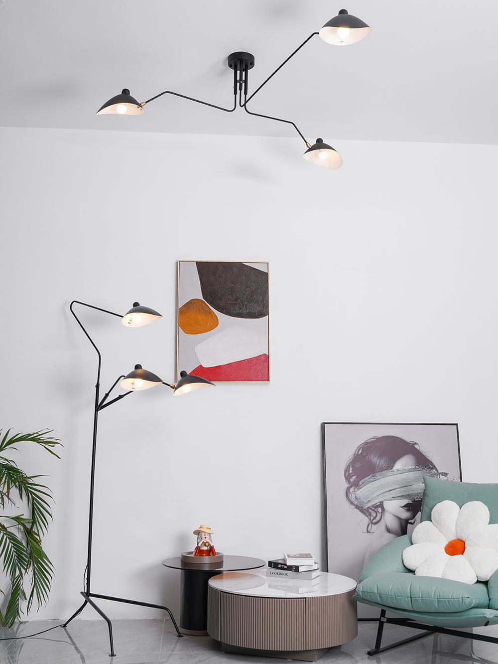 Modern Serge Mouille-Inspired Ceiling Lamp