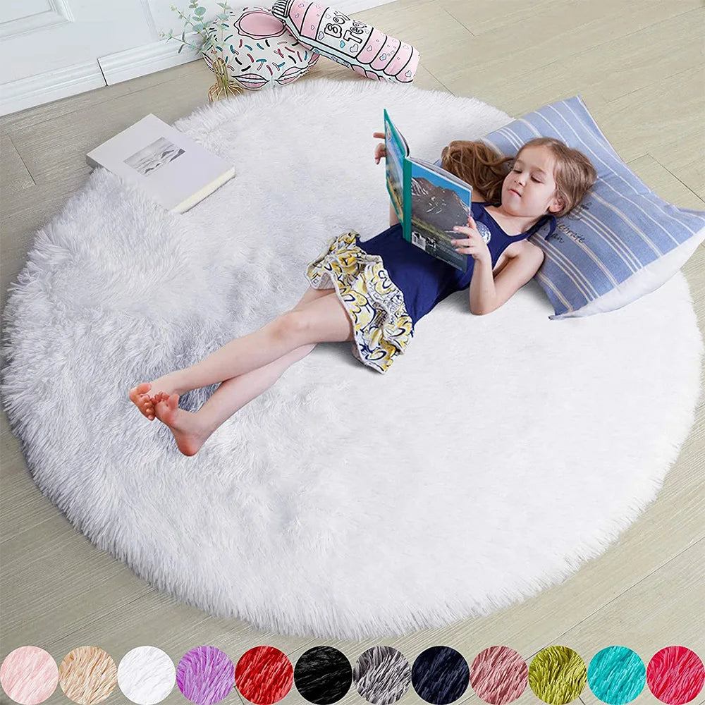 Shaggy Top and Dense Pile Round Floor Rug