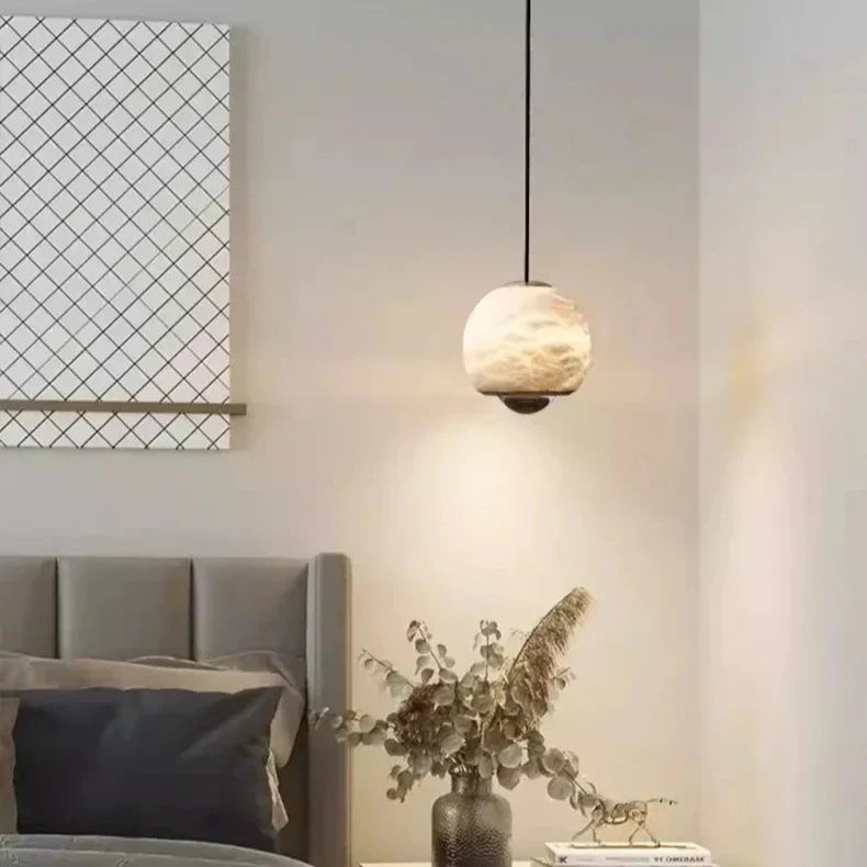 Marble Finish Globe Pendant Light | Nordic-Inspired Ceiling Lamp