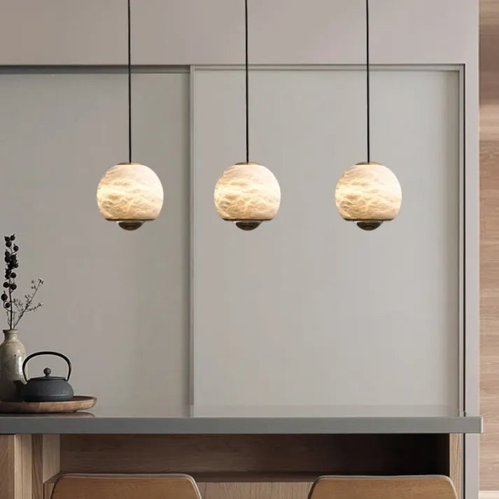 Marble Finish Globe Pendant Light | Nordic-Inspired Ceiling Lamp