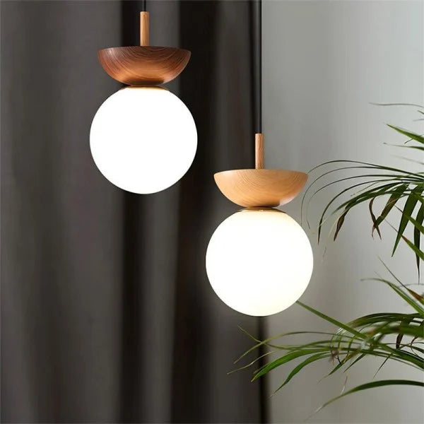 Semi-Wood Scandinavian Ceiling Light | Minimalist Hanging Fixture