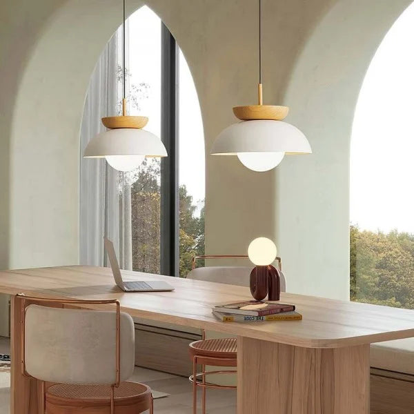 Semi-Wood Scandinavian Ceiling Light | Minimalist Hanging Fixture