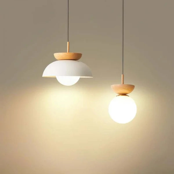 Semi-Wood Scandinavian Ceiling Light | Minimalist Hanging Fixture