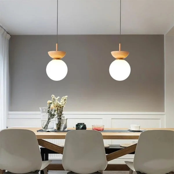 Semi-Wood Scandinavian Ceiling Light | Minimalist Hanging Fixture