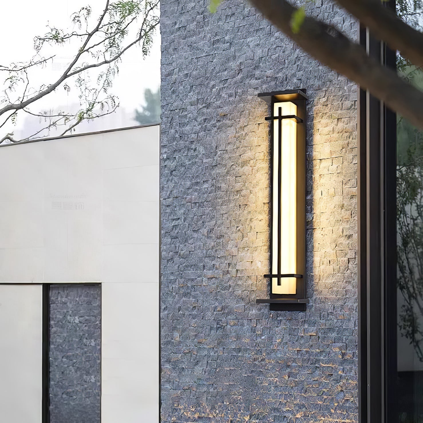 Geometric Stainless Steel Outdoor Wall Lamp With LED Light Bar