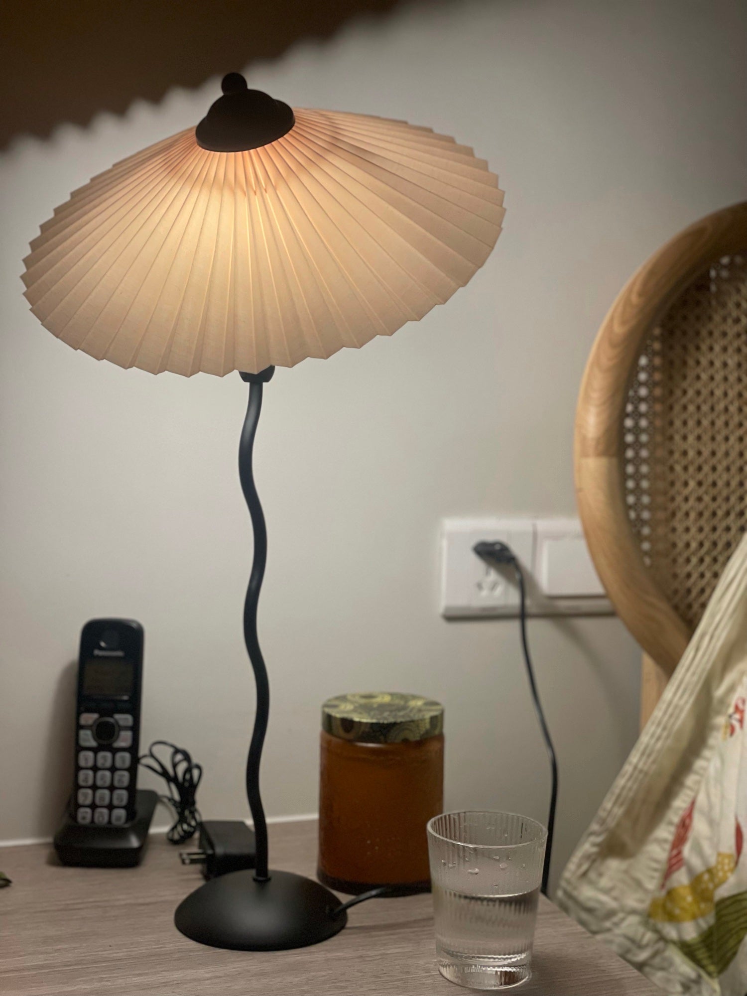 Pleated Umbrella Fabric Shade Lamp