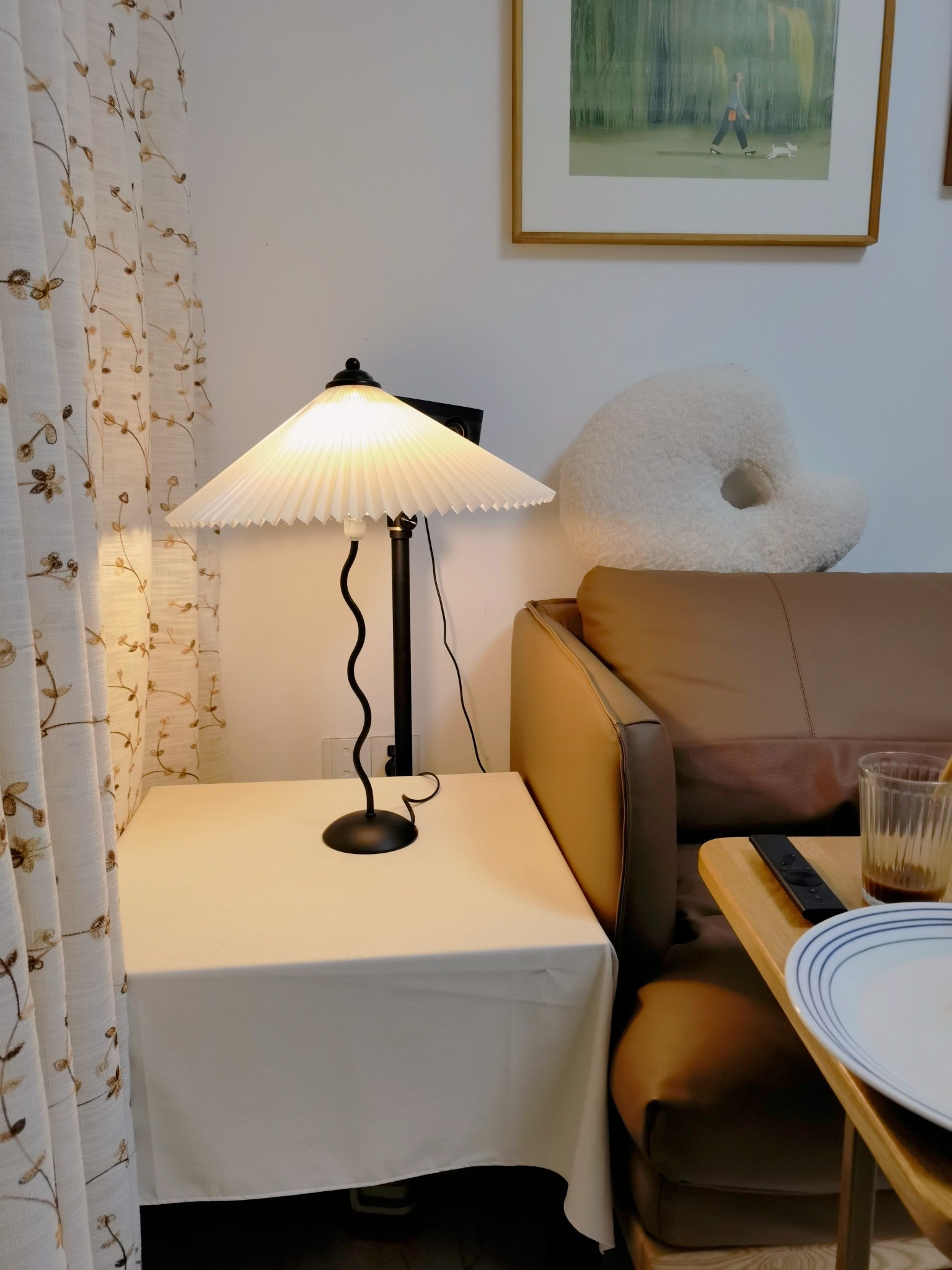 Pleated Umbrella Fabric Shade Lamp
