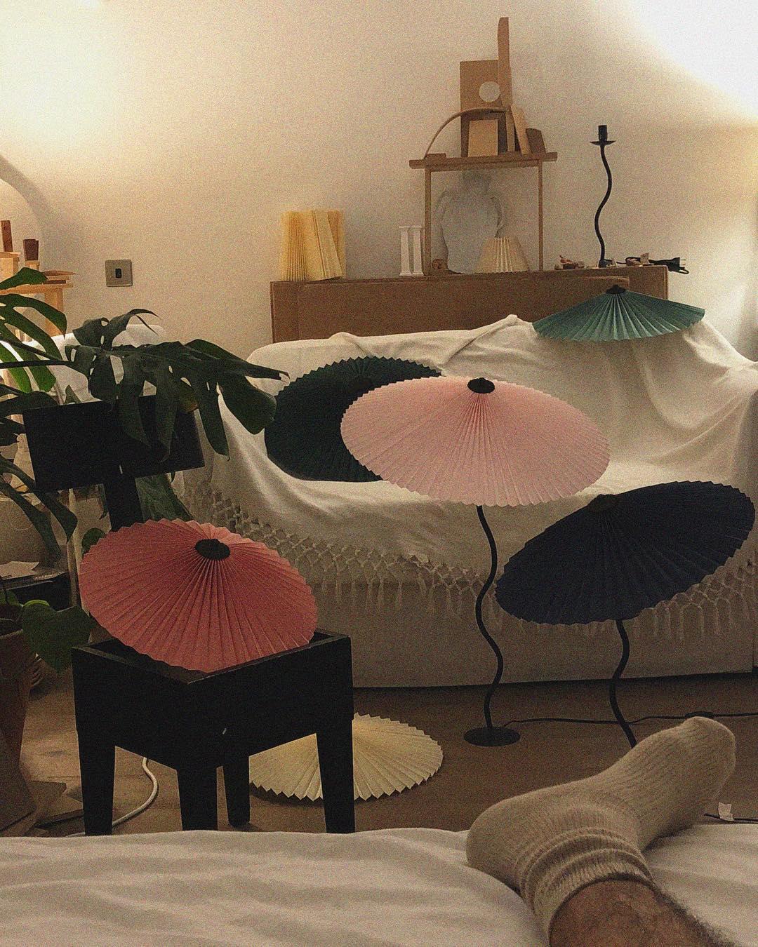 Pleated Umbrella Fabric Shade Lamp