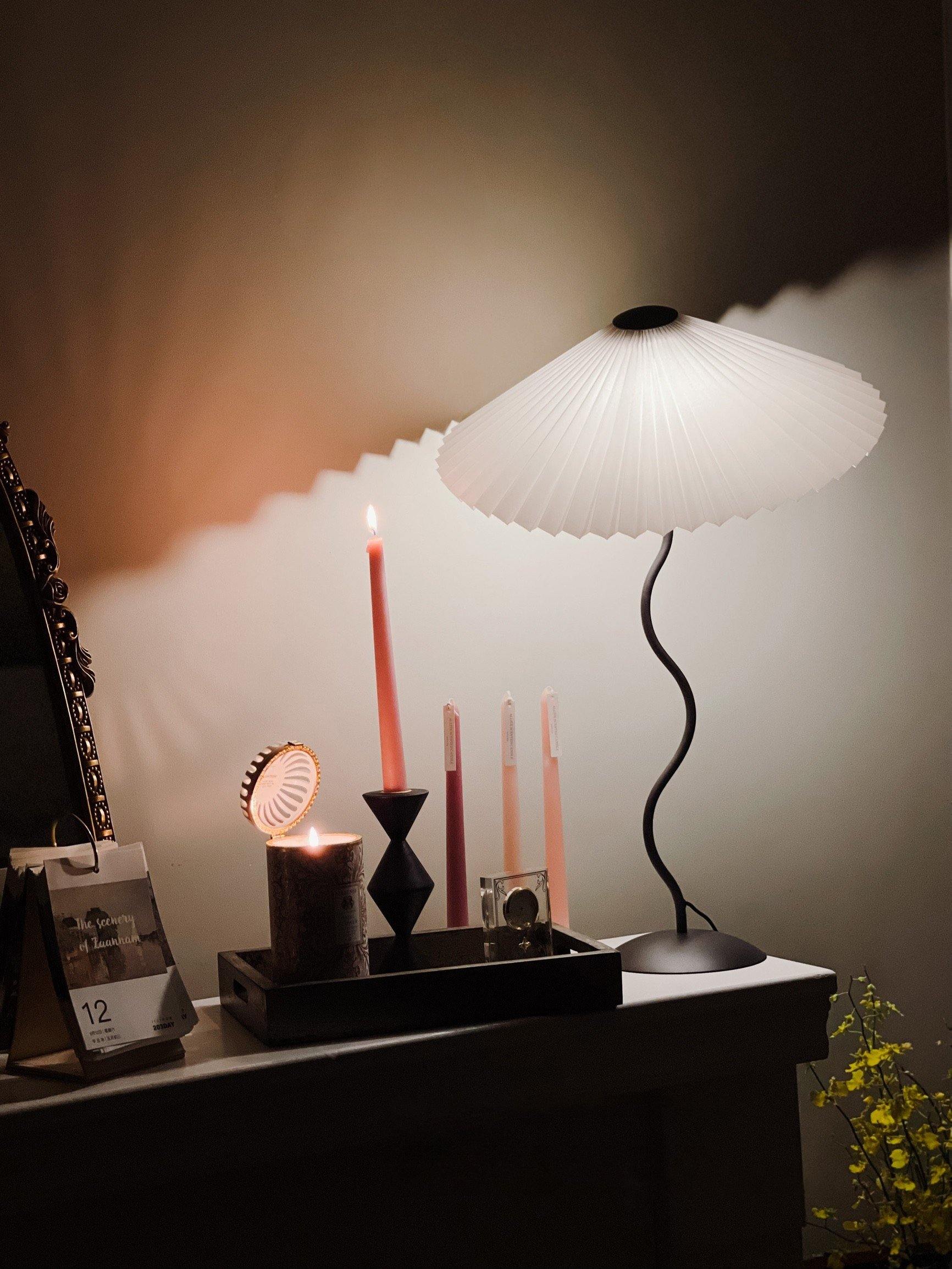Pleated Umbrella Fabric Shade Lamp