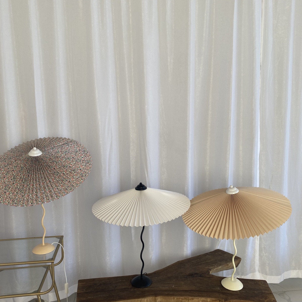 Pleated Umbrella Fabric Shade Lamp
