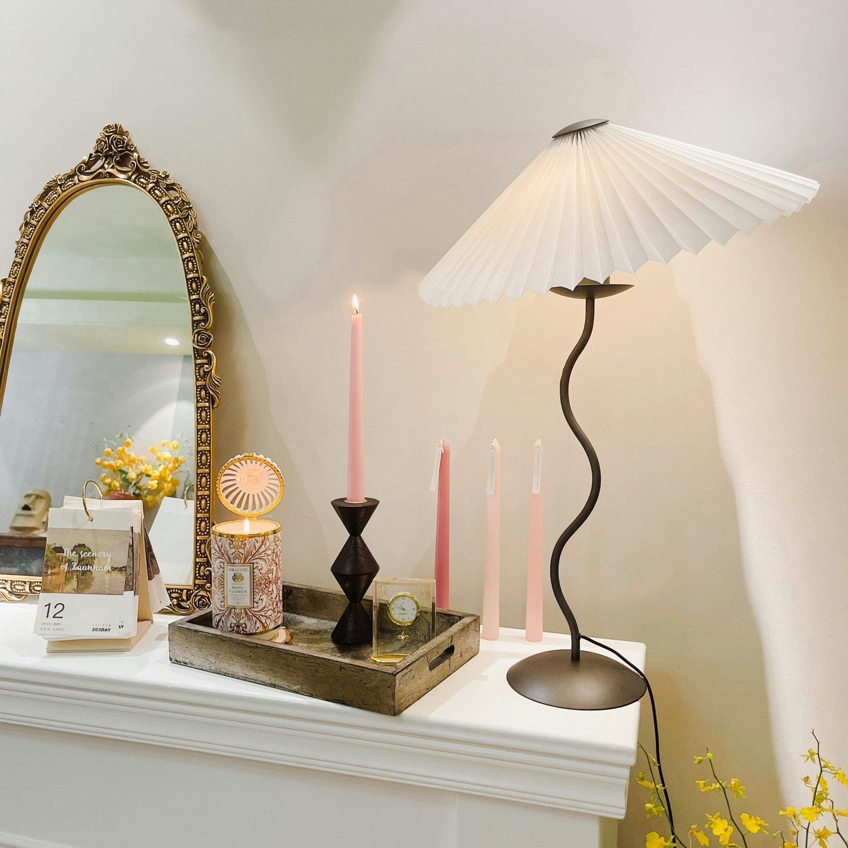 Pleated Umbrella Fabric Shade Lamp