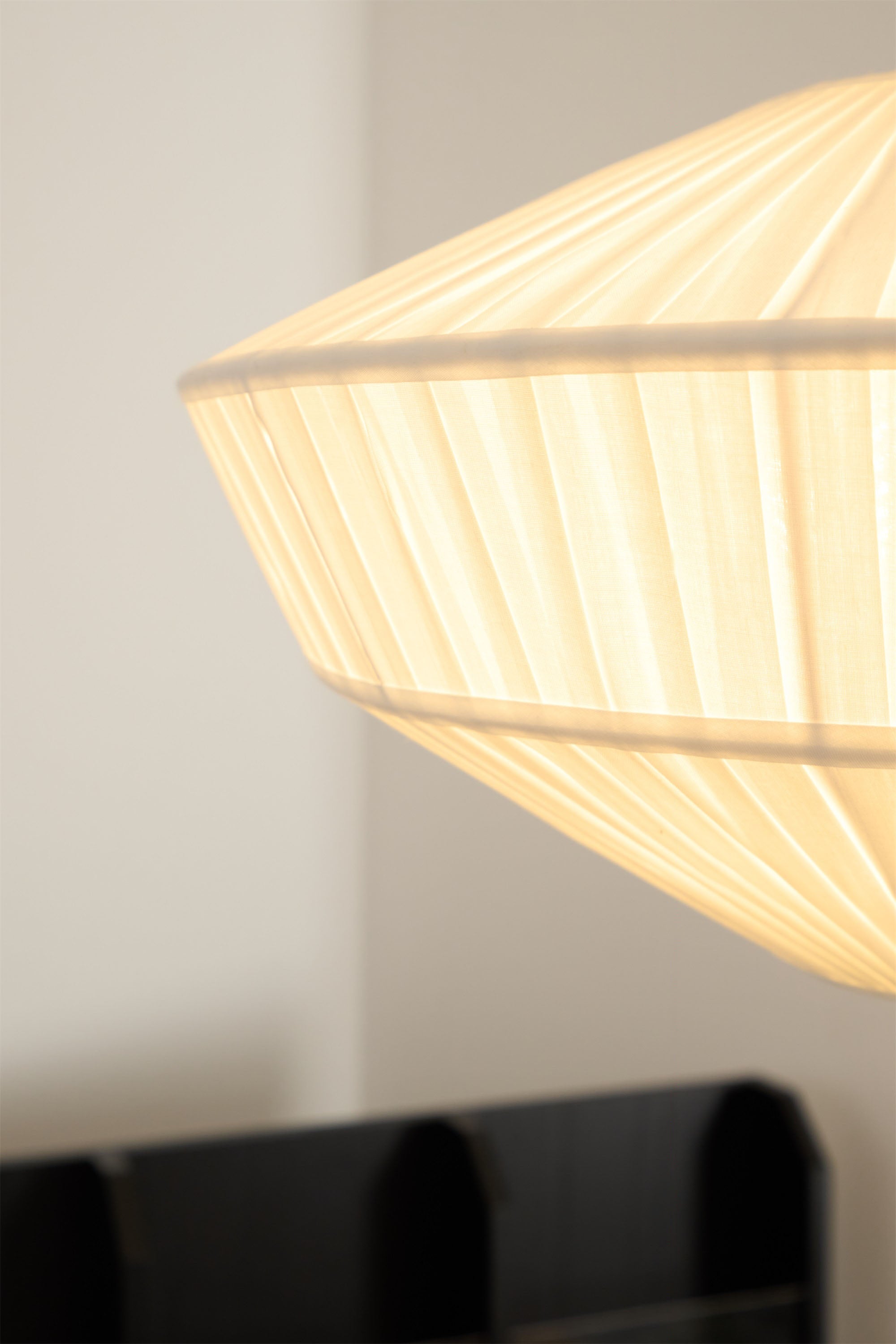 Ivory White Fabric Shade Ceiling Light – Flush Mount with Iron Base