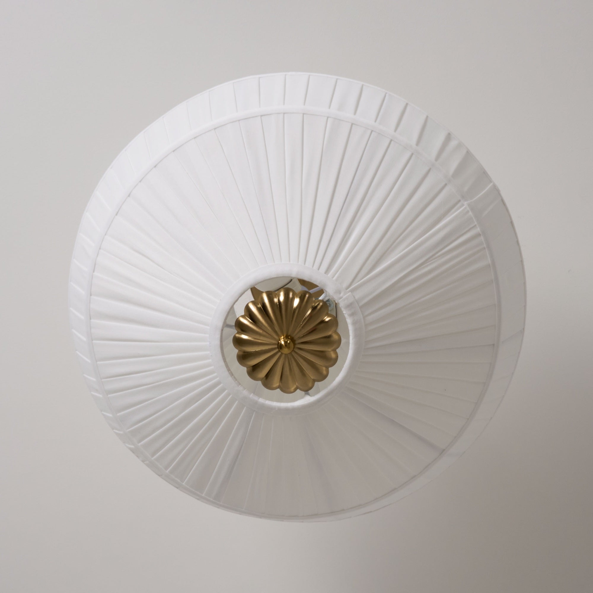 Ivory White Fabric Shade Ceiling Light – Flush Mount with Iron Base