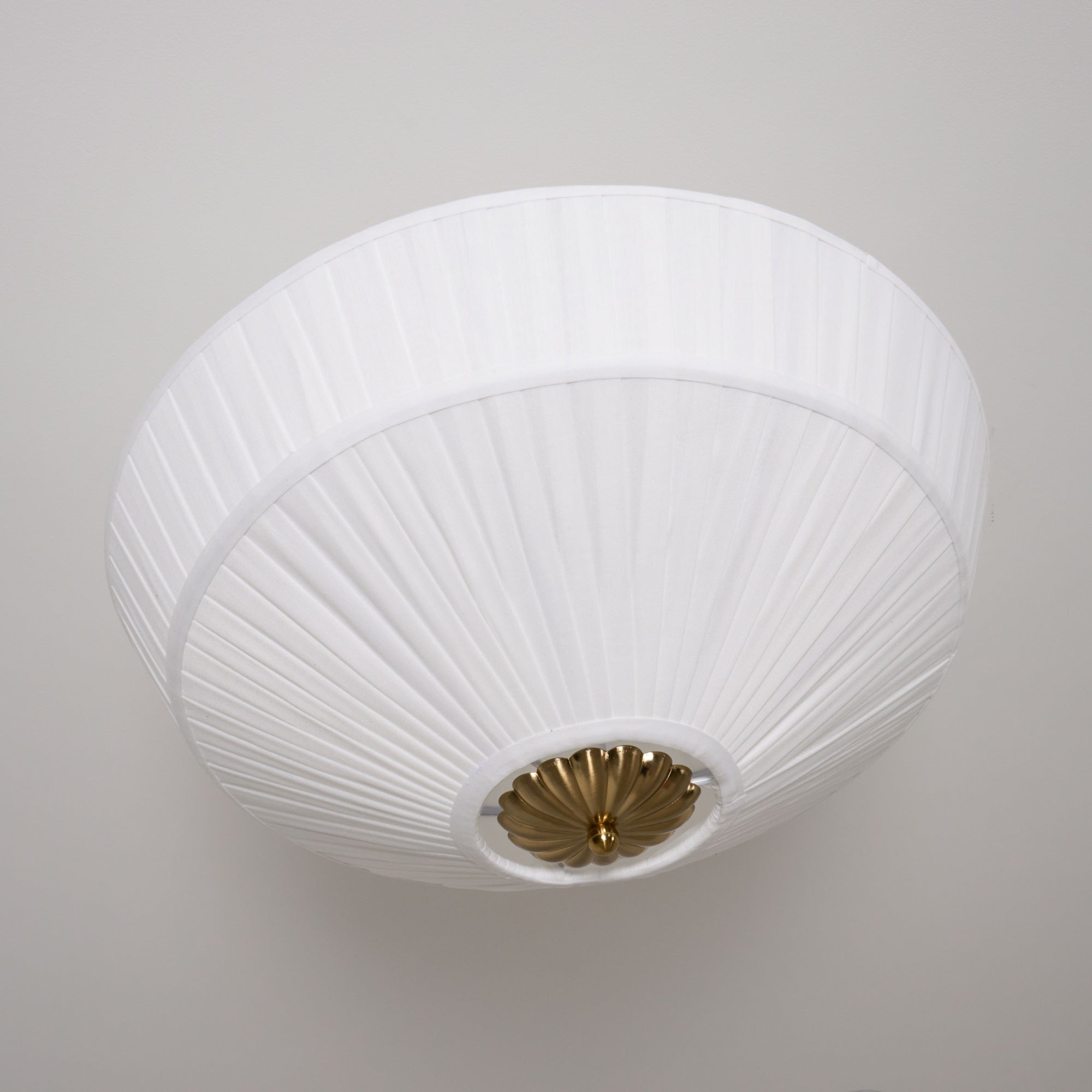 Ivory White Fabric Shade Ceiling Light – Flush Mount with Iron Base