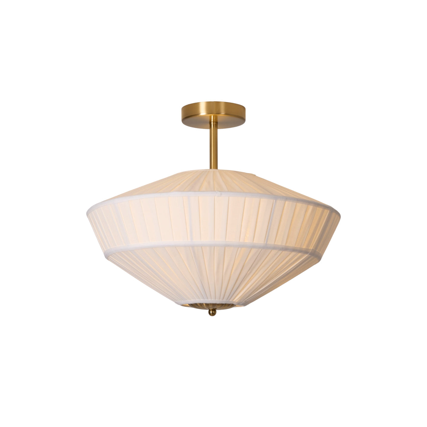 Ivory White Fabric Shade Ceiling Light – Flush Mount with Iron Base
