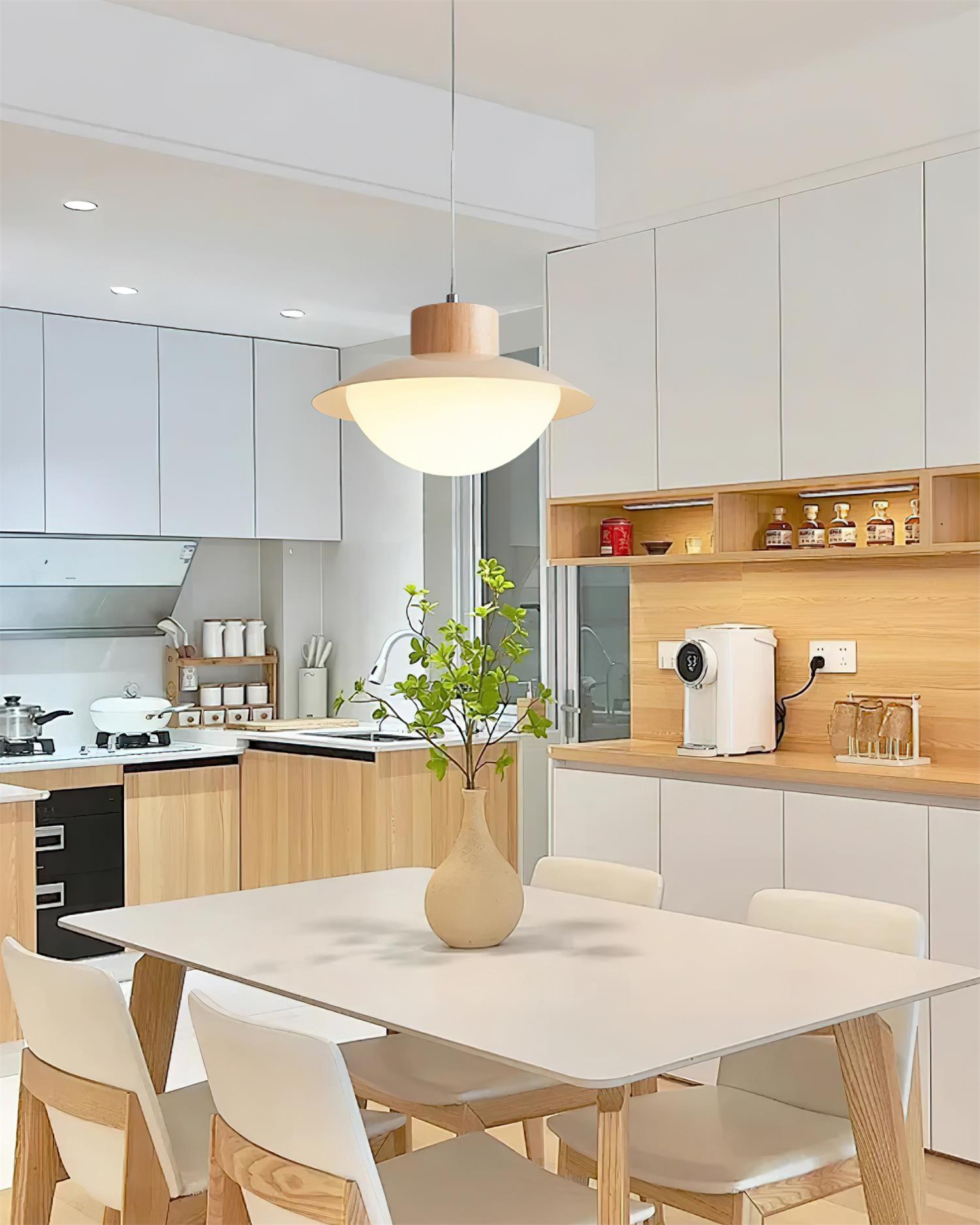 Modern 3-Head LED Pendant Light – Metal, Wood & PE Design