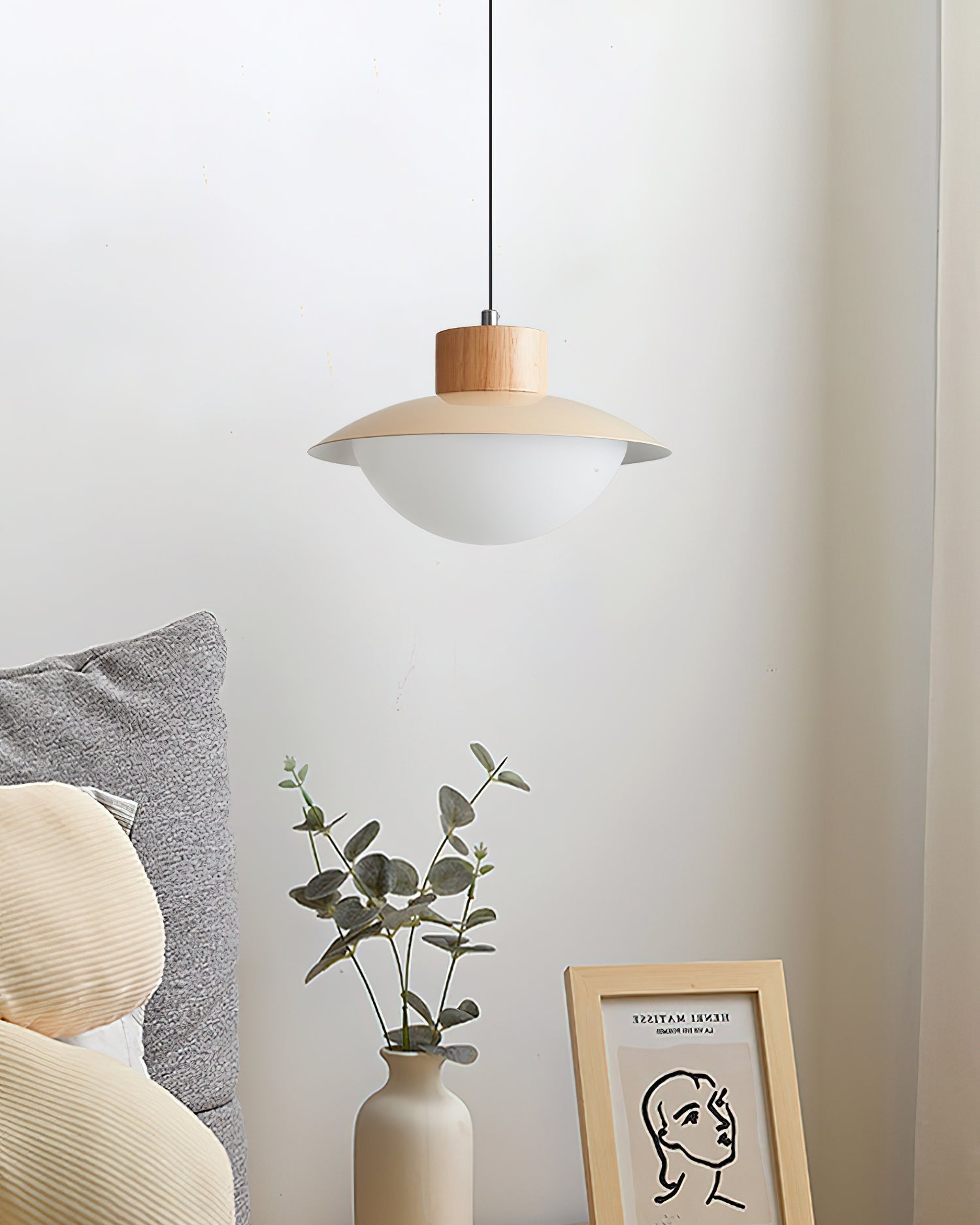 Modern 3-Head LED Pendant Light – Metal, Wood & PE Design