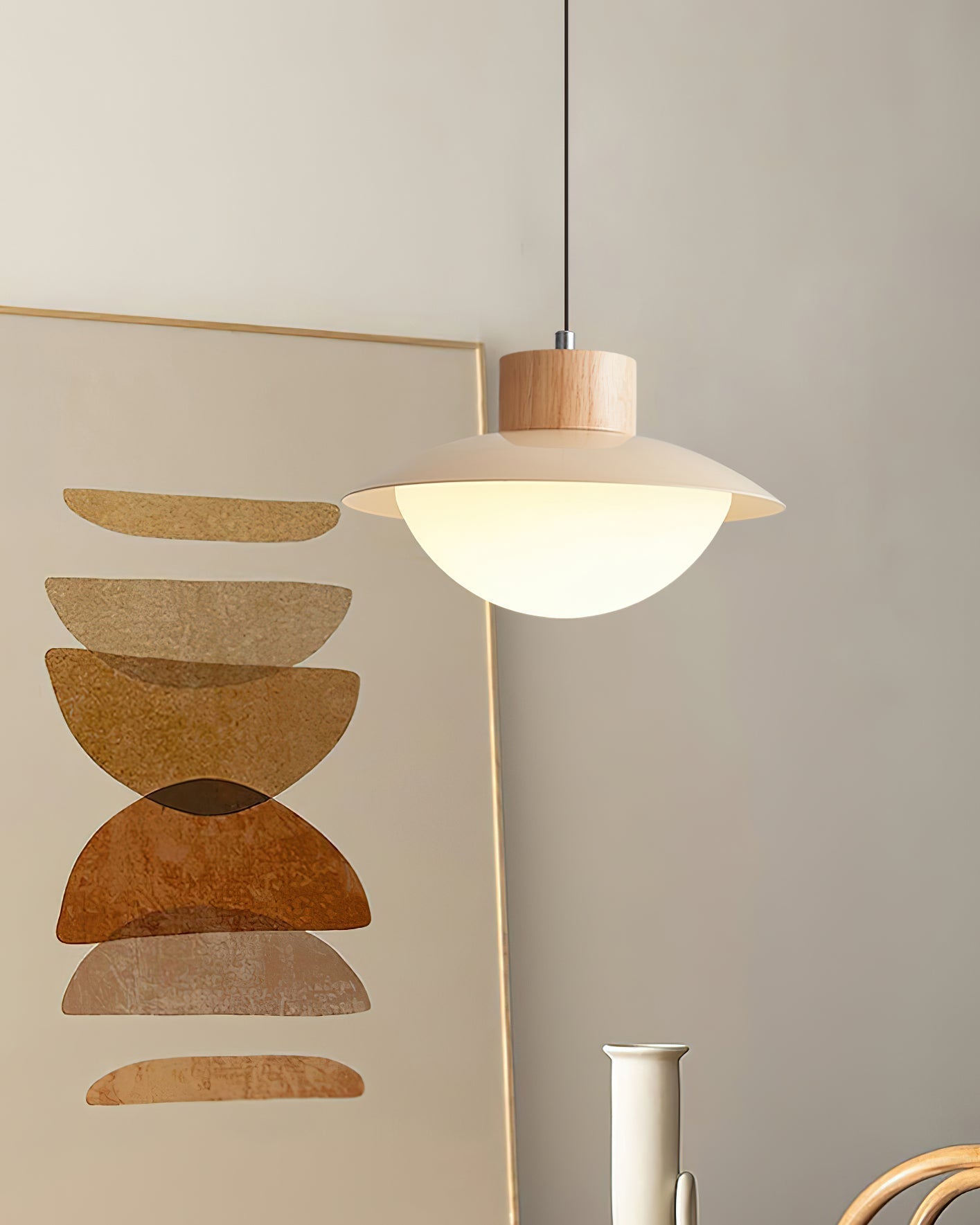 Modern 3-Head LED Pendant Light – Metal, Wood & PE Design