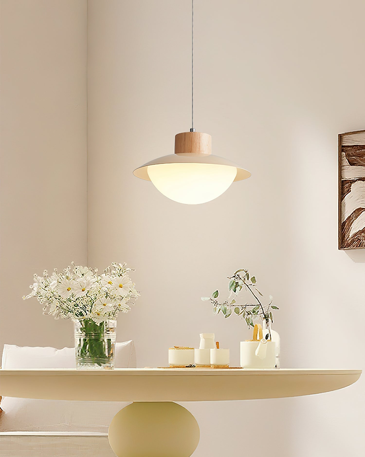 Modern 3-Head LED Pendant Light – Metal, Wood & PE Design