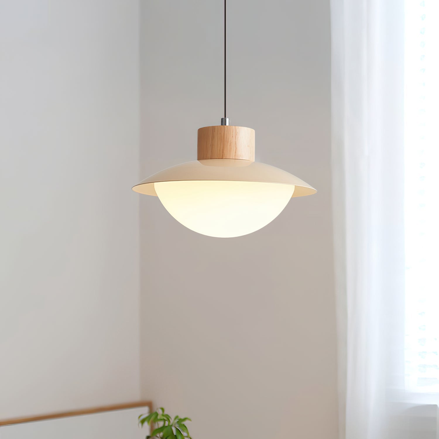 Modern 3-Head LED Pendant Light – Metal, Wood & PE Design