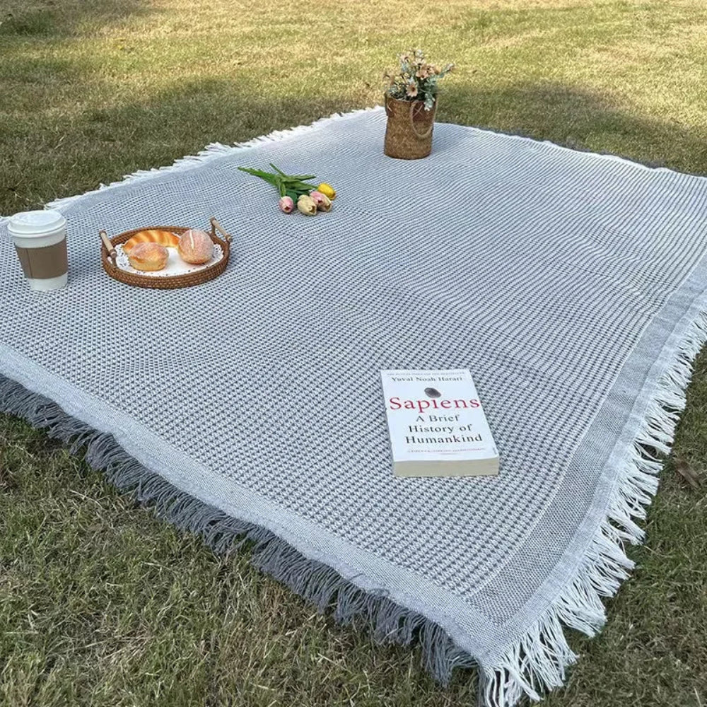 Patterned Picnic Blanket with Bohemian Flair