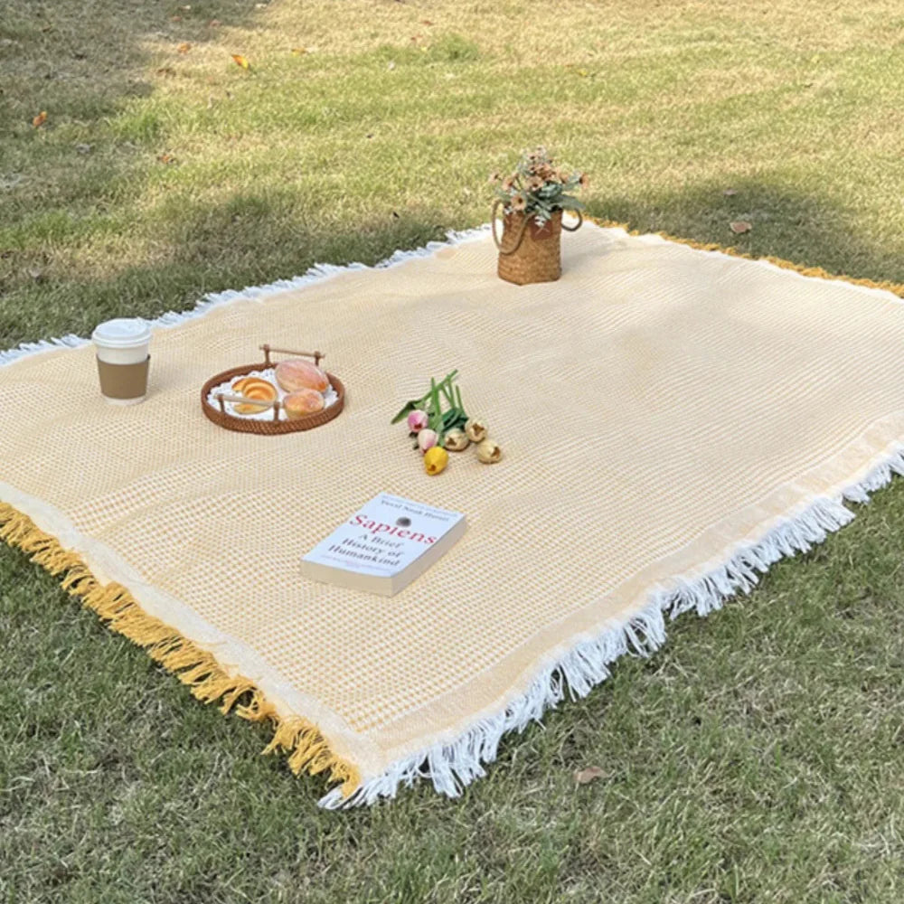 Patterned Picnic Blanket with Bohemian Flair